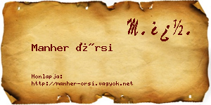 Manher Örsi névjegykártya
